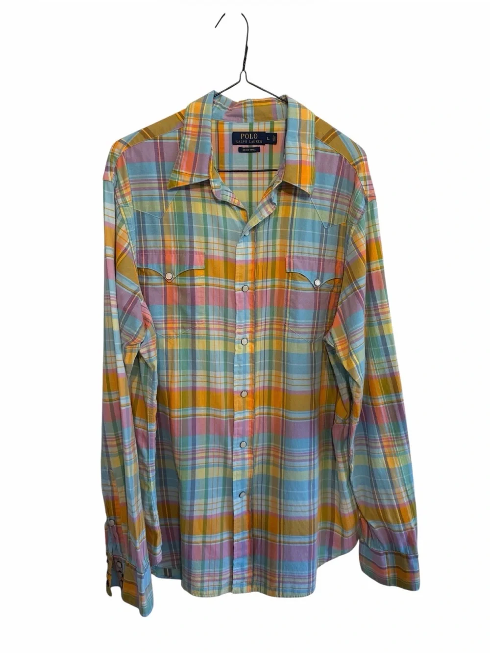 Polo Ralph Lauren Pastel Plaid Button-Down Shirt - Blue, Yellow, Pink
